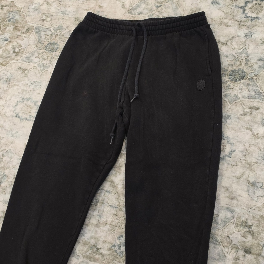 PINK Victoria's Secret Black Jogger Sweatpants Small Tonal Crest Logo Pockets